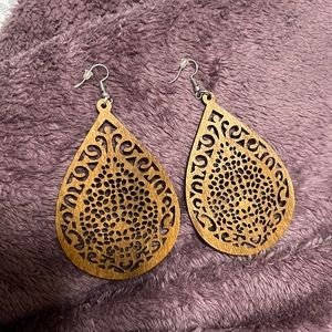 Brown wooden earrings